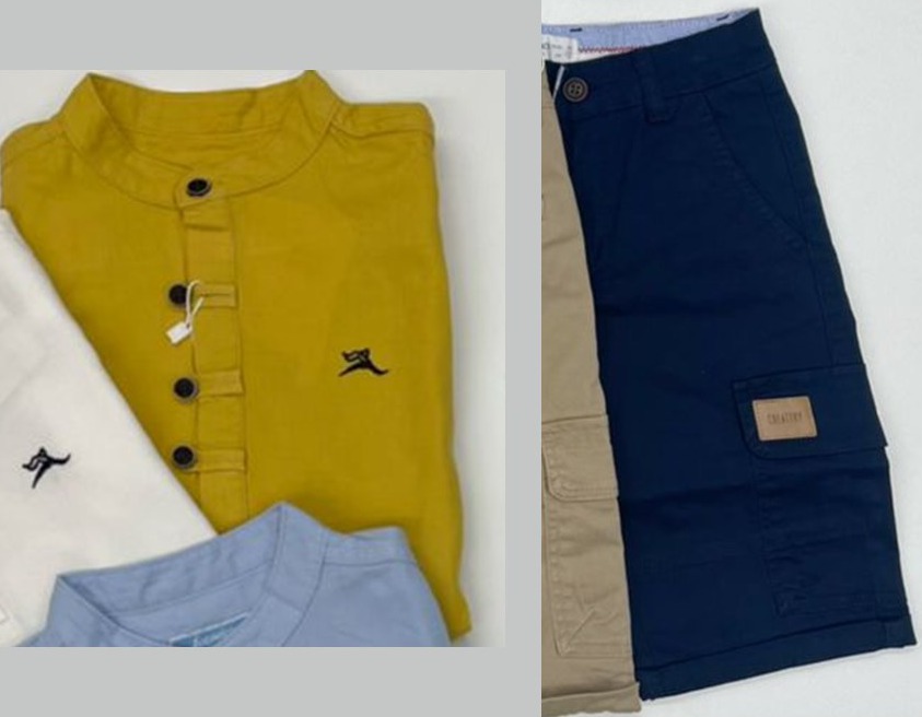 Ensemble Chemise Col Mao Moutarde & Short Cargo