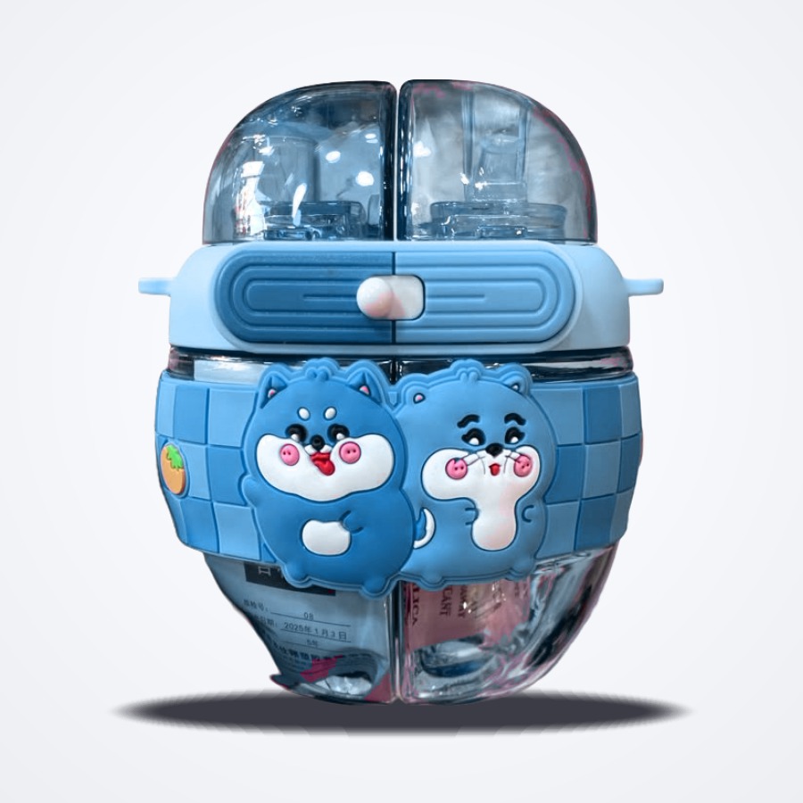 Gourde Enfant Double Compartiment Bleue