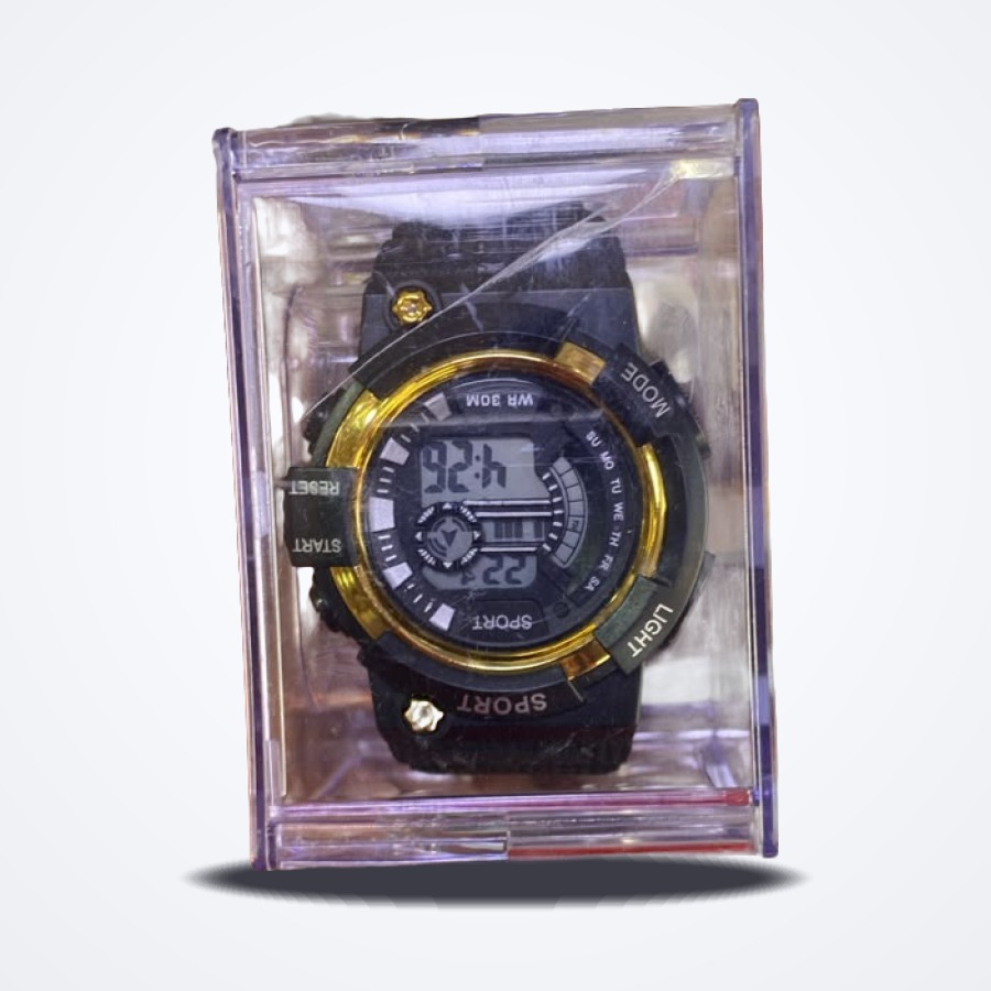 Montre Digitale Sport Noir & Doré