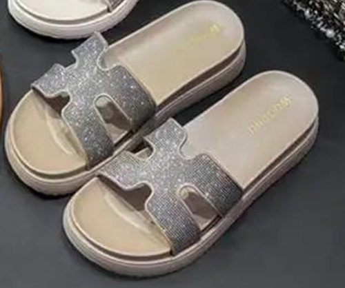 Sandales Plateforme à Strass Café